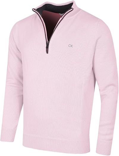 Calvin Klein Mens 1/2 Zip CK Golf Sweater Pink XXXL