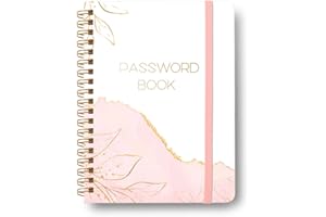 TIANKOOL Password Book with Alphabetical Tabs - Spiral Password Notebook for Internet & Computer Login, Recording Website, Usernames, Passwords. Password Keeper for Home or Office, 5.1 x 6.9 in-Pink