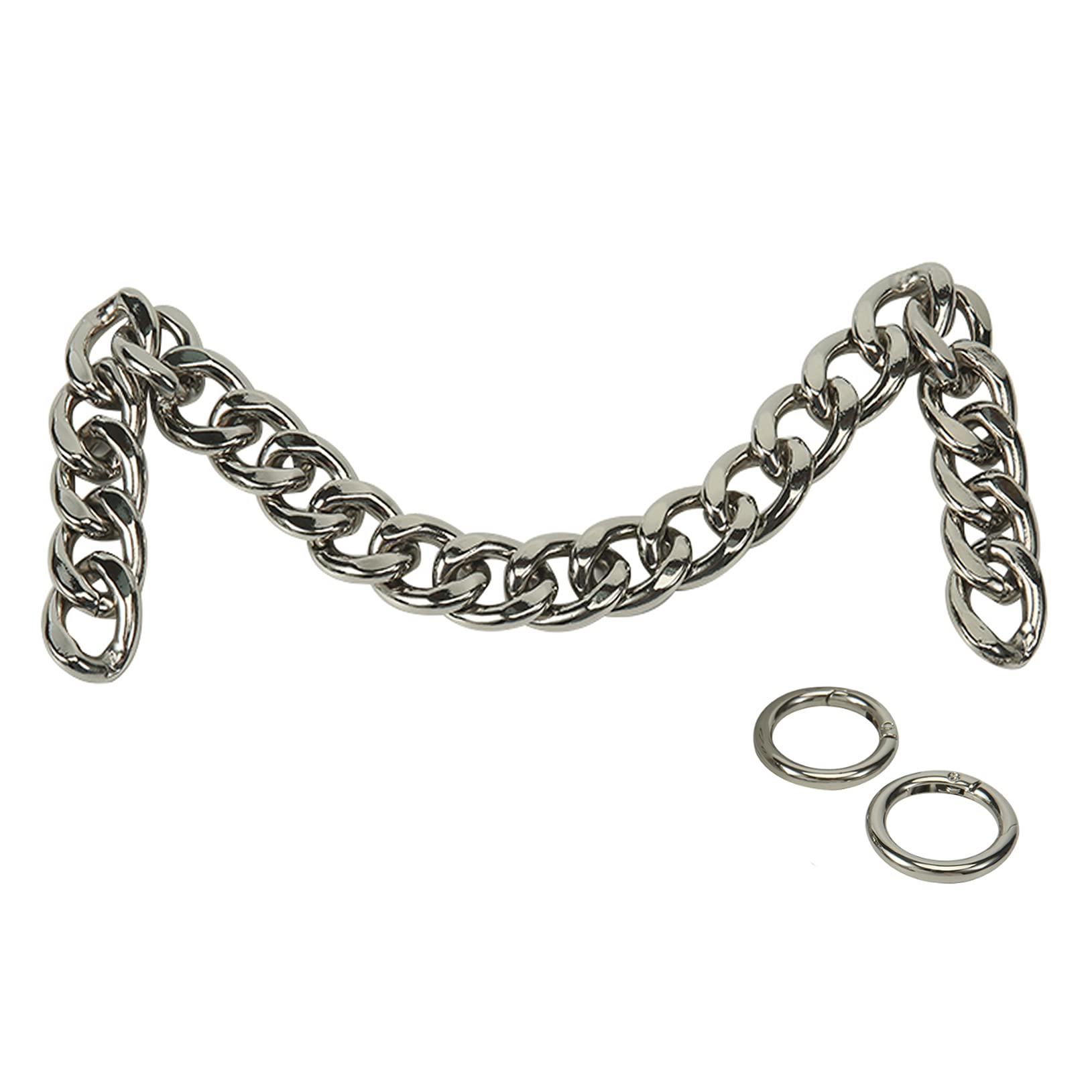 DIY Heavy Chunky Aluminum Metal Purse Handle Bag Chain Charms Strap Replacement Handbag Accessories Decoration (Silver)