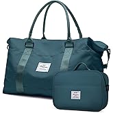 HYC00 Travel Duffel Bags for Women,Weekender Overnight Bag with Wet Pocket & Toiletry Bag,Carry On Personal Item Bag,Travel Tote Gym Bag,Peacock Blue,Large