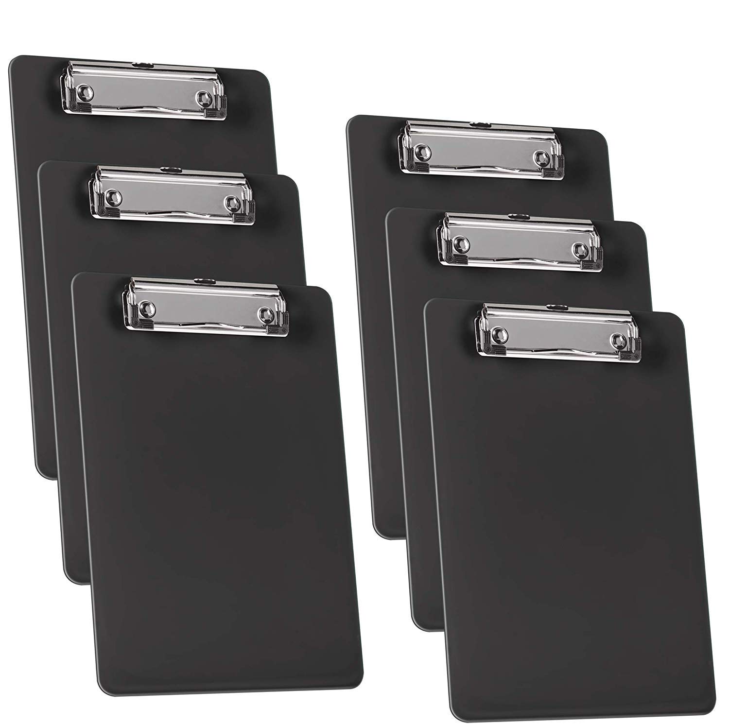 Acrimet Clipboard Memo Size A5 (23,5 cm x 16 cm) Low Profile Clip (Plastic) (Black Color) (6 Pack)