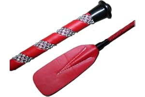 PRAIRIE HORSE SUPPLY Jump Bat 18 Inch Riding Crop Horse and Rhinestone Decorated Handle Color Choice: Black, Blue, Green, Fuchsia, Pink, Purple, Red, or Yellow