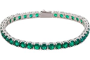 OYOGAA Tennis Bracelets for Women Trendy Dainty 14K Golden Silver Plated 5MM Pink Green Cubic Zirconia Brithstone Charm Bracelet for Men