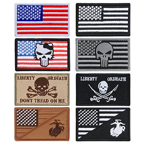 YUEAON 8pcs american flag velcro patches morale tactical embroidered