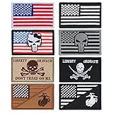 YUEAON 8pcs american flag velcro patches morale tactical embroidered military patch-usmc-marine corps-funny-ir-infidel-police