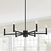 ASGYISA 6-Light Candle Chandeliers Modern Black Farmhouse Ceiling Light Fixture Industrial Pendant Lighting for Dining Room L