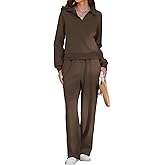 KFUBUO Fall Outfits for Women 2025 2 Piece Lounge Sets Long Sleeve Sweatshirt and Wide Leg Pants Tracksuits Casual Sweatsuit