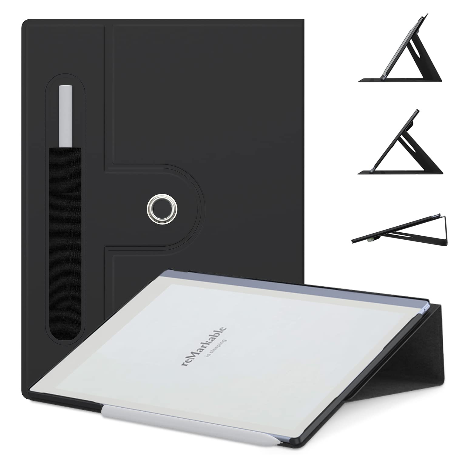 Slim Lightweight Book Folios Case for Remarkable 2 10.3 inch Digital Paper(2020 Released),360 Degree Rotating Stand Cover for Remarkable 2 10.3 inch Digital Paper,with Pencil Holder (Black)