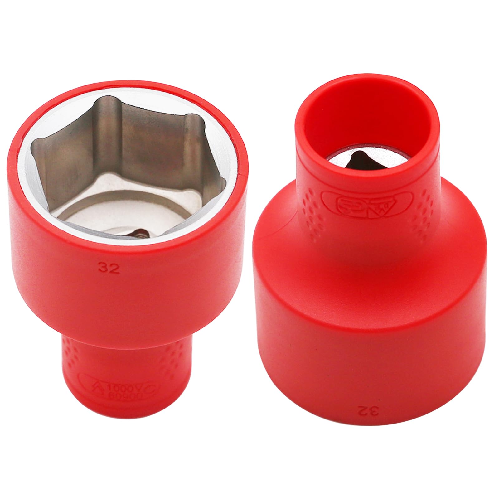 WEDO 3/8" Drive Insulated Socket,Electricians Injection Hex Socket, VDE 1000V,Size 19mm,CR-V Steel,IEC 60900,Metric,Professional Electrical Tool,GS Certified