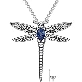 AOBOCO Dragonfly Urn Necklace for Ashes Sterling Silver Memorial Keepsake Cremation Jewelry Gifts with Filling Tool