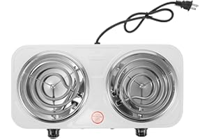 Ciieeo Portable Electric Double Burner Stove 2000W Coil Countertop Hotplate with Temperature Control for