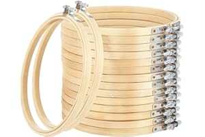 Faylapa Embroidery Hoops Set 4inch Adjustable Bamboo Circle Cross Stitch Hoop Round Ring,for Embroidery,Cross Stitch (4In 16Pcs)