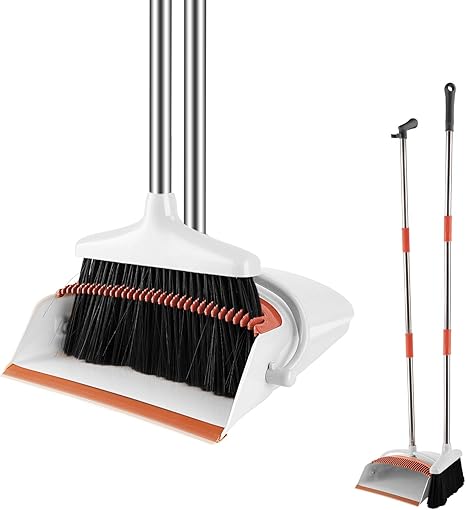 Amazon Gorich ほうきちりとりセット 屋外用 室内 掃除道具ほうき 腰を曲げず 自立式 長柄 玄関 美容室 ショップ 防風式 美容室 手を汚れにくい おしゃれ 収納に便利 ホワイト ほうき ちりとり オンライン通販
