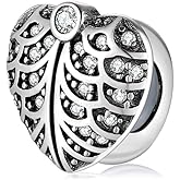 FAEFASH Sparkling Spacer Charm Rubber Stopper Spacer Bead 925 Sterling Silver Clip Charm fit Pandora Style Charm Bracelets (Sparkling Heart Spacer)