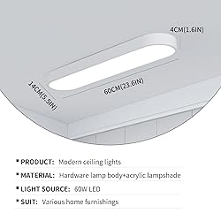 Becailyer Modern LED Ceiling Light, 23.6" Flush