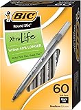 BIC Round Stic Xtra Life Ball Pen, Medium Point (1.0 mm), Black, 60-Count