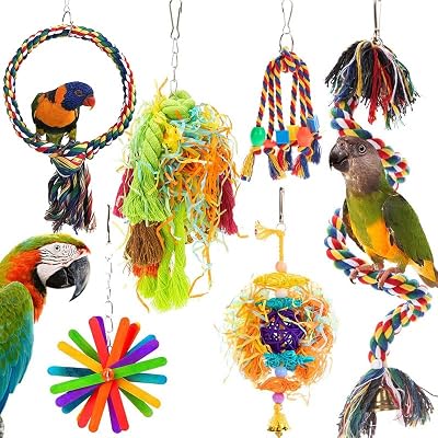 MYMULIKE 6 Packs Bird Shredder Toys for Small to Medium Birds Safe Natural