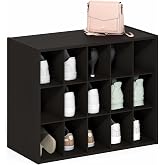 Furinno FANO 15-Cube Shoe Rack, Stackable Shoe Organizer, Dark Oak | 11.4 x 24.2 x 19.3, Shoes Storage, for Closet Entryway, Office, Garage