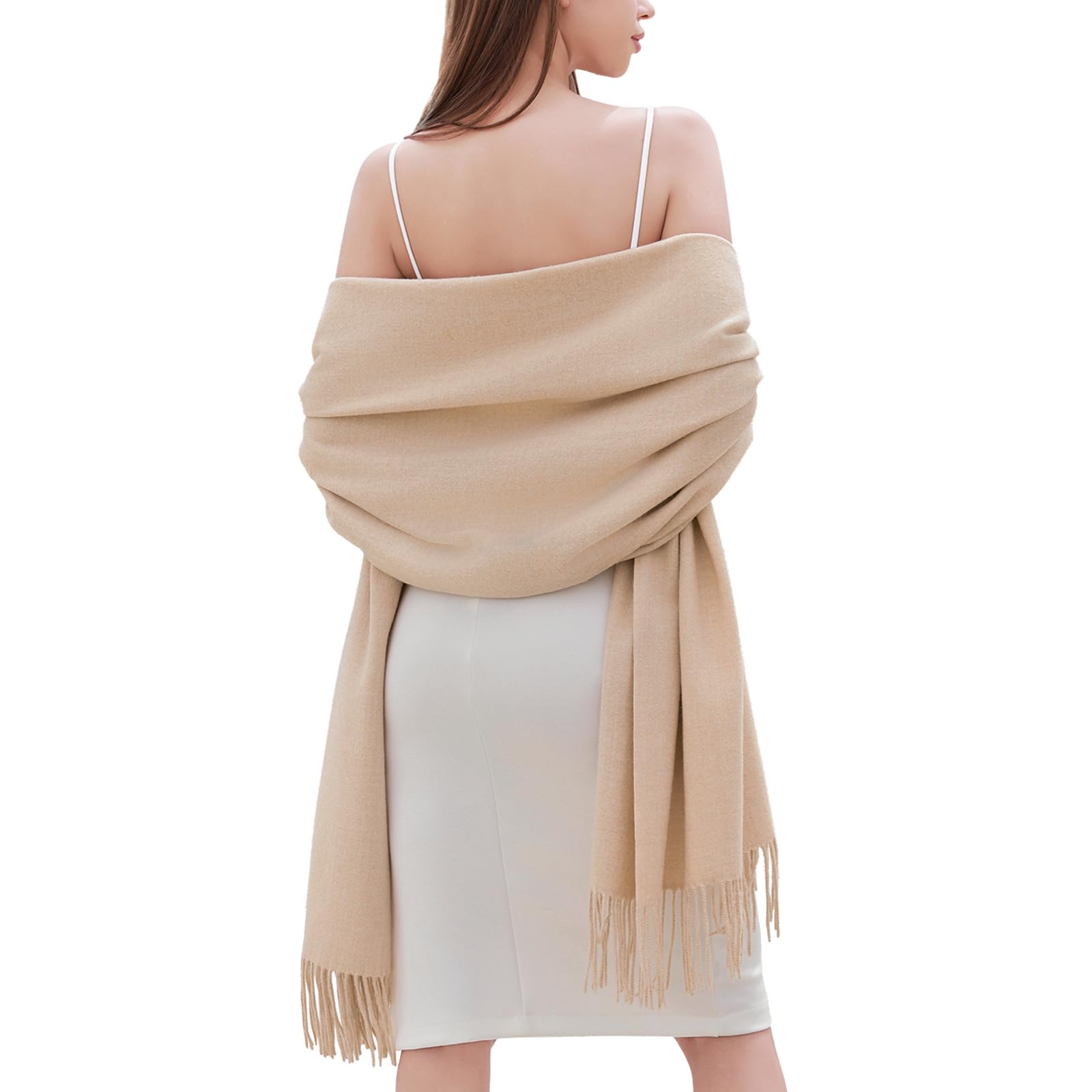 Winter Scarf for Women Beige Pashmina Shawls Wraps for Evening