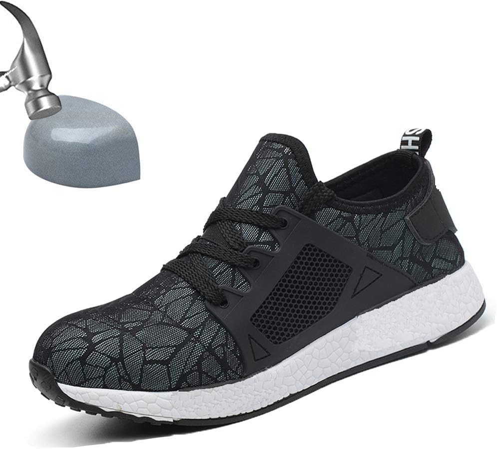 Tongzone Steel Toe Shoes Work Safety Shoes Athletic Breathable Mesh Industrial and Construction Puncture Proof Footwear