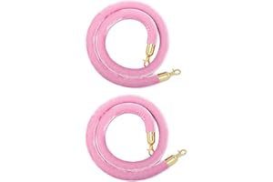 LVYIHAN 2 Pack Velvet Stanchion Rope Pink, 5 Ft Crowd Control Ropes Barrier with Gold Hooks, Hanging VIP Rope for Party Decoration
