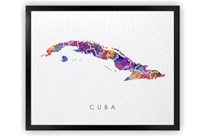 Dignovel Studios 8X10 Unframed Cuba Watercolor Art Print Poster Map Motherland Country Caribbean Sea Central America illustrations Wall Wedding Housewarming Wall Décor DN745