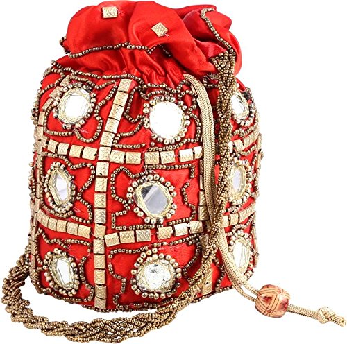 fashion bizz women's clutch potli bag - set of 6(aadsa, multicolour)