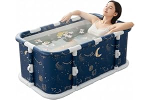 Simcat Portable Foldable Bathtub Folding Bathtub Boys and Girls Tub for Shower Soaking Hot SPA and Ice Bath Tub (Planet Blue)