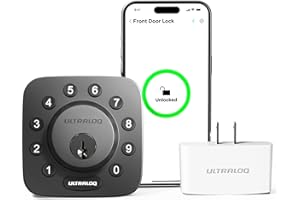 ULTRALOQ U-Bolt Smart Lock with WiFi Bridge, 6-in-1 Smart Door Lock with Backlit Keypad, App Remote Control, Auto Lock, Smart Deadbolt, 2.4G WiFi Only