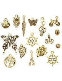 Ownsig   Colgantes de oro envejecido, 50 unidades, varios collares