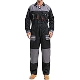 Yukirtiq Men's Work Coveralls Multi Pockets Garage Work Jumpsuit Zip Coverall One Piece Workwear Mechanic Overalls