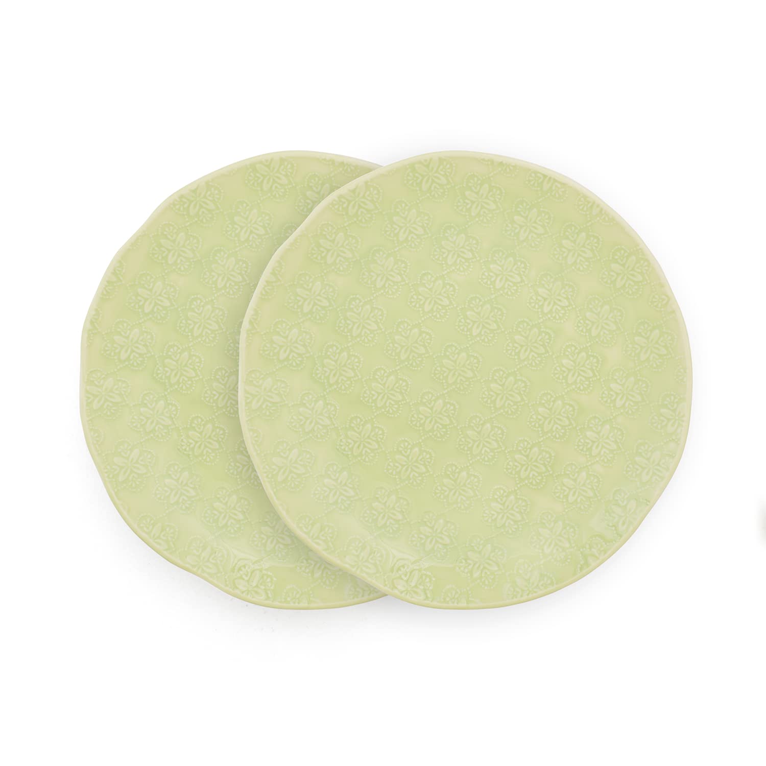 BlissHome Nadiya Hussain Side Plate Embossed Green Set of 2, 21 cm