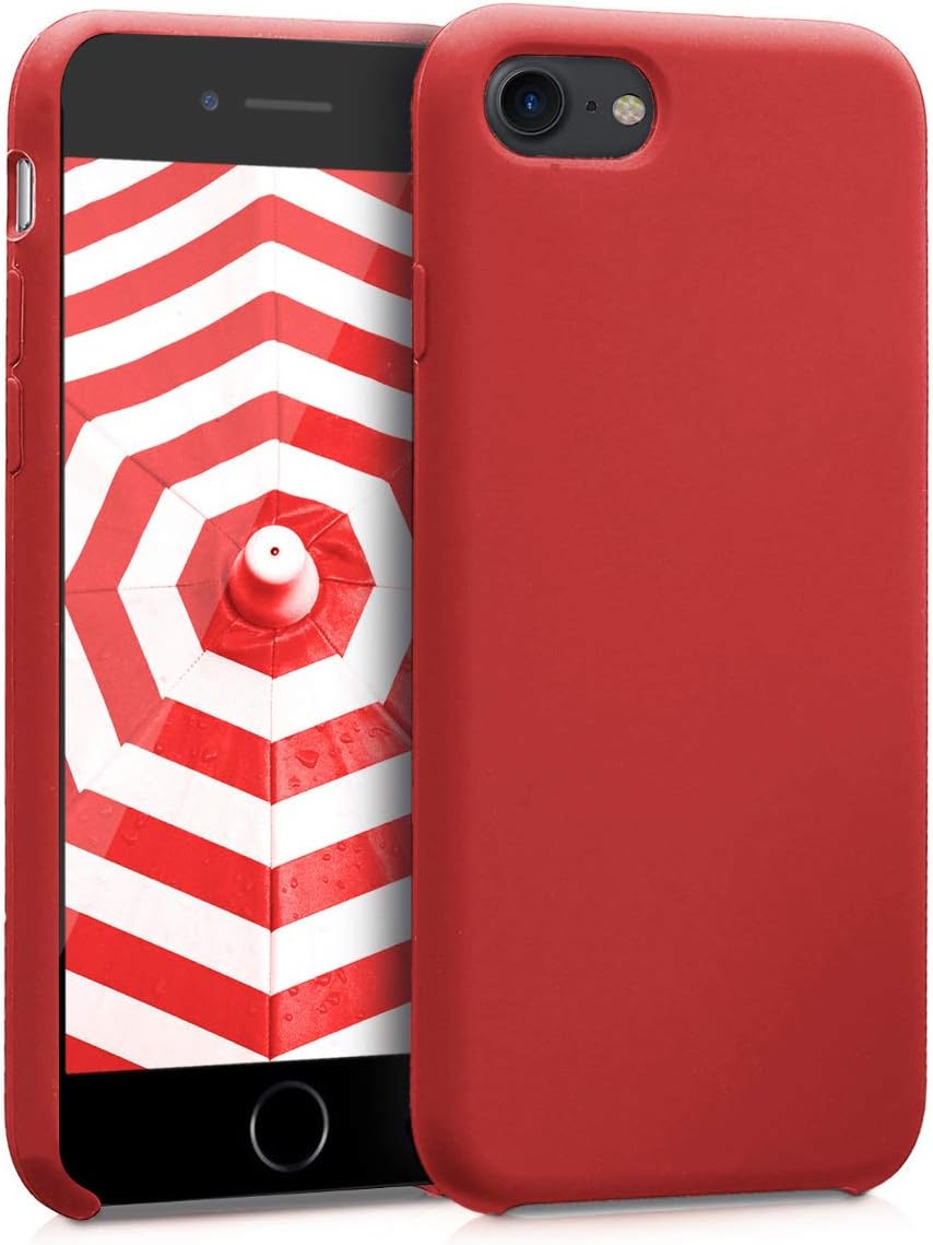 kwmobile Case Compatible with Apple iPhone SE (2022/2020) / iPhone 8/7 Case - TPU Silicone Phone Cover with Soft Finish - Dark Red