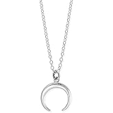 Boma Jewelry Sterling Silver Downward Crescent Moon Double Horn Pendant Necklace, 18 Inches