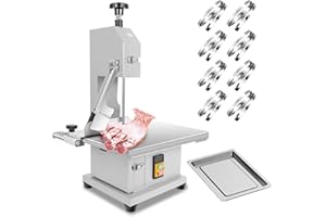 YTOXEO 1500W Electric Meat Band Saw, Stainless Steel Tabletop Electric Cutting Machine with 8 Saw Blades, 0.04-4.3 Inch Cutting Thickness, 20x15 in Table Sawing for Chicken Fish Trotter Beef (1500W)
