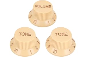Banworks 18-Spline Electric Guitar Control Knobs 2 Tone and 1 Volume Knobs Metric 6mm (15/64") Speed Knobs Top Hat for Squier Strat ST Electric Guitars Pack of 3 JT/XN-04 Light Cream