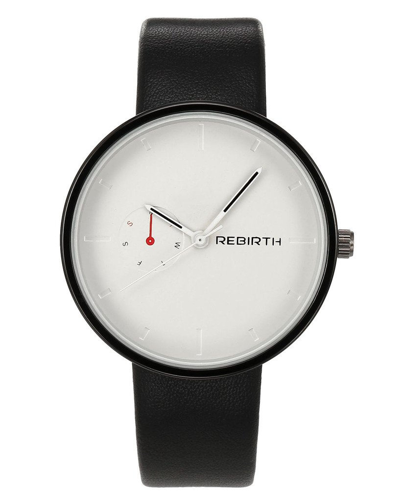 JSDDE Montre à Quartz Unisexe Mouvement Japonais Bracelet PU Style Simple Chic avec Calendrier Montre Etanche + Cadeau Boîtier Cadran Blanc Bracelet Noir