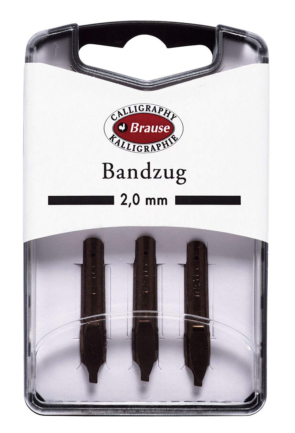 Brause 318020B - Calligraphy nibs for penholder - Box of 3 Bandzug - size 2 mm metal nibs - Manufactuered in Germany - Drawing - Writing - Creative Tools
