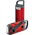 Eton Crank-Powered Clipray Flashlight & Smartphone Charger, Hand Crank Emergency Power, Portable LED Light with Carabiner Clip, Cherry Red
