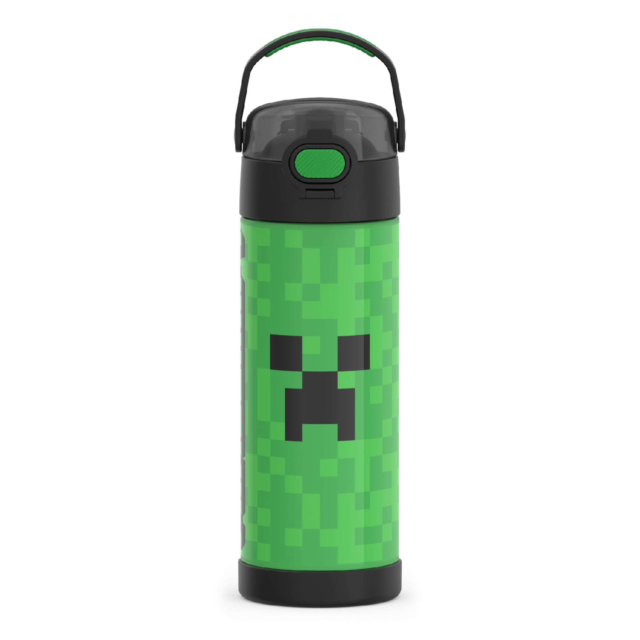 Photo 1 of THERMOS FUNTAINER 16 Ounce Stainless Steel Vacuum Insulated Bottle with Wide Spout Lid, MINECRAFT