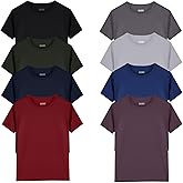 8 Pack Boys Kids Youth Mesh Athletic Quick Dry T Shirts Short Sleeve Moisture Wicking Tee Shirts Active Tops (Age 4-18)
