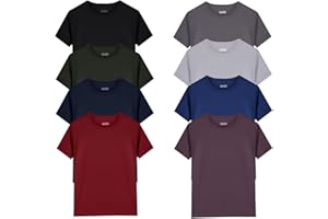 8 Pack Boys Kids Youth Mesh Athletic Quick Dry T Shirts Short Sleeve Moisture Wicking Tee Shirts Active Tops (Age 4-18)