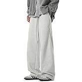 Fullneat Men's Casual Wide-Leg Gray Sweatpants with Comfortable Loose Fit and Soft Fabric, Perfect for Streetwear