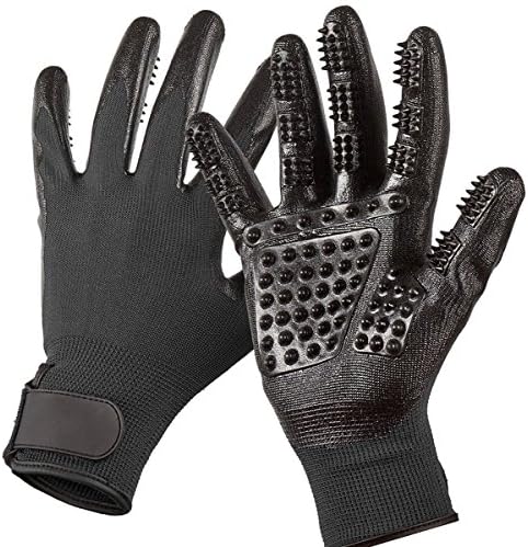 Pet Grooming Gloves - Hair Remover Brush for Dogs, Cats & Horses with Long Short Fur - Gentle Massage Bathing Brush Tool - As Seen on TV