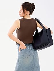 REORIA U-Neck Adjustable Tie-Front Crop Tank Top