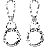 OIIKI 2 Sets Swivel Clasp Clip, Metal Swivel Snap Hooks, Double Opening Key Chain Clip with Key Ring for DIY Crafts, Jewelry Clasps, Lanyard Making -Silver