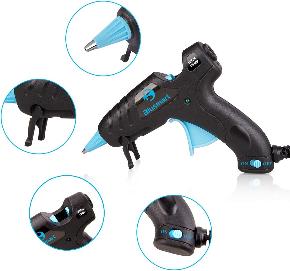 New Upgraded Blusmart Mini Hot Glue Gun, 20W High Temperature, 20pcs Glue Sticks and 10 Colors Sticks, Ideal for Quick Repairs, DIY Projects & Arts(New Style)