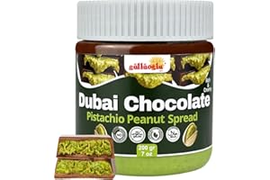 SINCE 1871 GÜLLÜOGLU Gulluoglu Dubai Chocolate Pistachio Peanut Spread – Rich & Creamy Middle Eastern Chocolate Paste with Roasted Pistachios & Peanuts, 7 oz (200g) Jar – Gourmet Halal Dessert