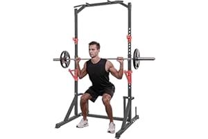 STACOO Squat Rack Cage with Pull Up Bar, Adjustable Power Rack Cage Exercise Squat Stand with Weight Plate Storage Rack Multi