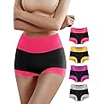 MEIYATING Boy Shorts Underwear for Women High Waisted Cotton Panties Stretch Briefs 4 Pack…